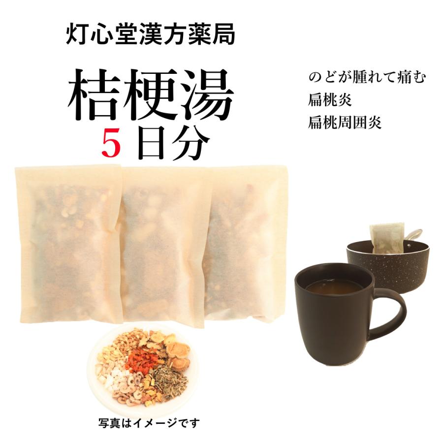 桔梗湯５日分(５包)煎じ薬　のどがはれて痛み、ときにせきがでるものの扁桃炎、扁桃周囲炎　漢方薬　キキョウトウ｜toushindo