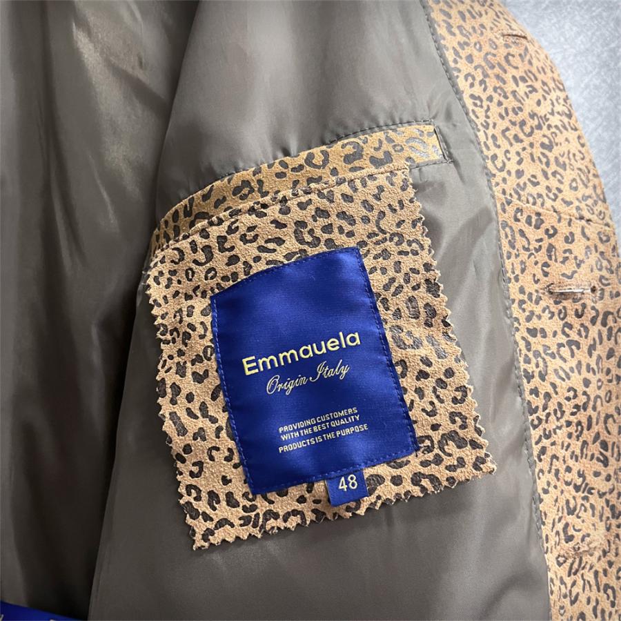 Emmauela エマウエラ　レザージャケット革ジャン　牛革　イタリア　未使用 20%OFF ボマージャケット EU製 Emmauela イタリア ミラノ発 羊革