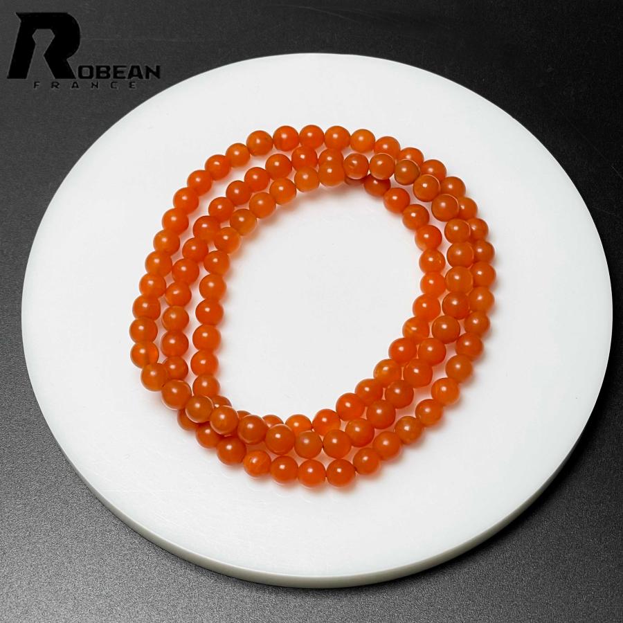 絶賛 EU製★ROBEAN・ナンホーン瑪瑙（南紅瑪瑙）★ブレスレット パワーストーン 3本巻きブレスレット 5.3-5.8mm M0731160