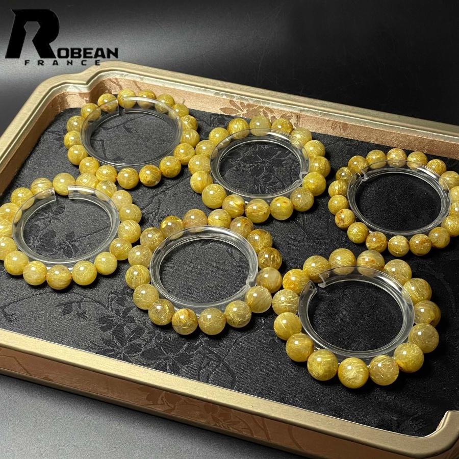 綺麗 EU製 ★ROBEAN・黄金タイチンルチル★ブレスレット パワーストーン 天然石 金運 お守り アクセサリー レディース メンズ