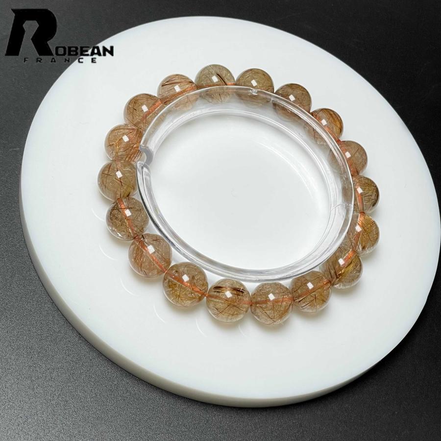 ROBEAN・ゴールドルチルクォーツ パワーストーン ブレスレット 天然石 10%OFF 上品 EU製☆ROBEAN・ブラウンルチルクォーツカラフル