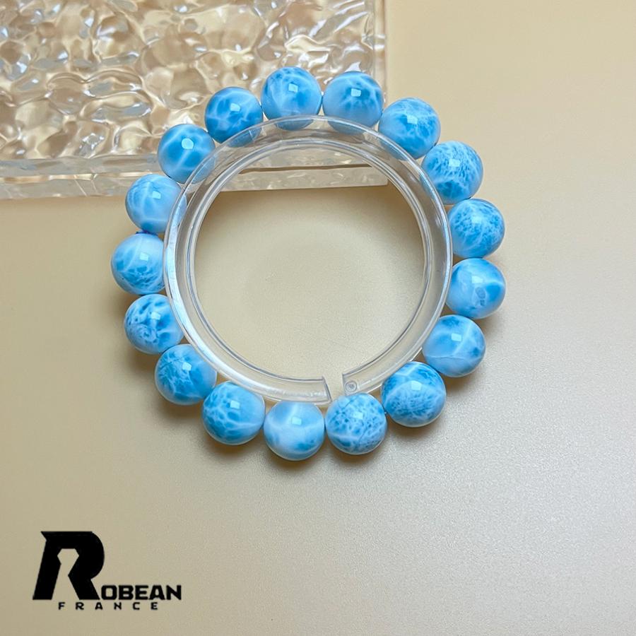 絶賛 EU製 円★ROBEAN・ドミニカ共和国産のラリマー★パワーストーン ブレスレット 天然石 開運 金運 綺麗 約11.7-12.4mm H1211253の画像