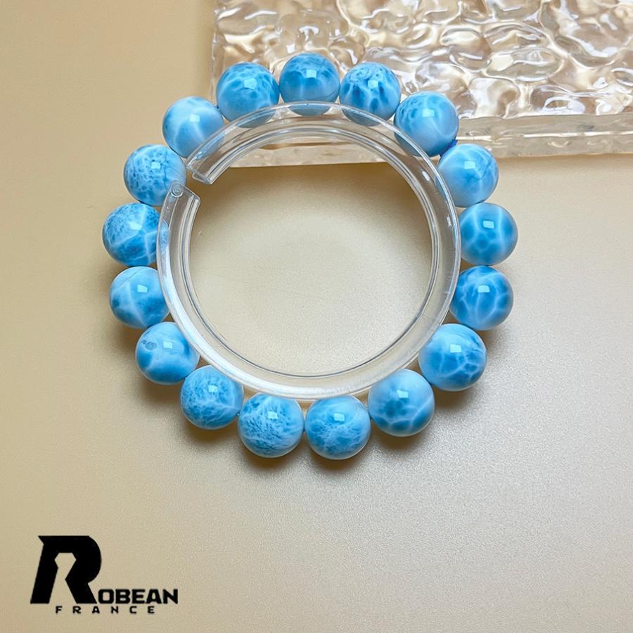絶賛 EU製 円★ROBEAN・ドミニカ共和国産のラリマー★パワーストーン ブレスレット 天然石 開運 金運 綺麗 約11.7-12.4mm H1211253の画像