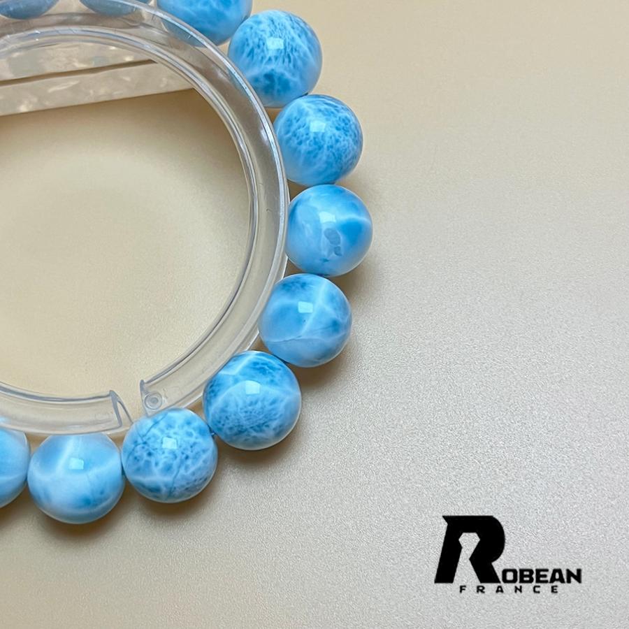 絶賛 EU製 円★ROBEAN・ドミニカ共和国産のラリマー★パワーストーン ブレスレット 天然石 開運 金運 綺麗 約11.7-12.4mm H1211253の画像