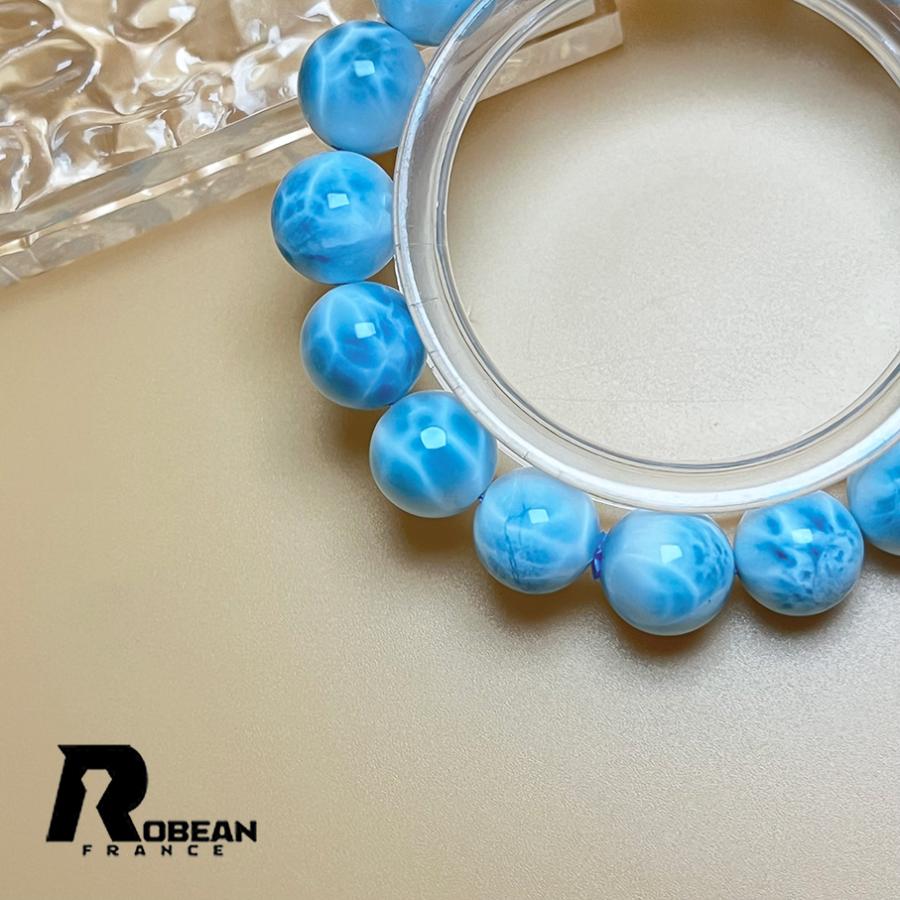 絶賛 EU製 円★ROBEAN・ドミニカ共和国産のラリマー★パワーストーン ブレスレット 天然石 開運 金運 綺麗 約11.7-12.4mm H1211253の画像