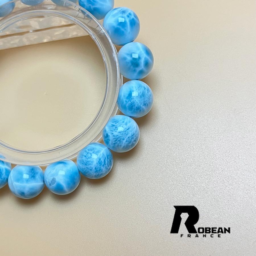 絶賛 EU製 円★ROBEAN・ドミニカ共和国産のラリマー★パワーストーン ブレスレット 天然石 開運 金運 綺麗 約11.7-12.4mm H1211253の画像