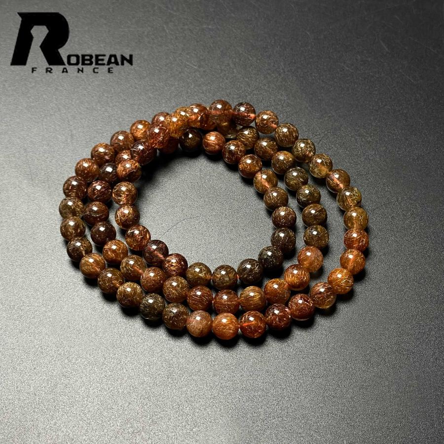 逸品 EU製 ★ROBEAN・レッド銅髪ルチルクォーツ★3本巻きブレス パワーストーン 天然石 綺麗 金運 お守り プレゼント2 6.5-6.7mm M1025853_1