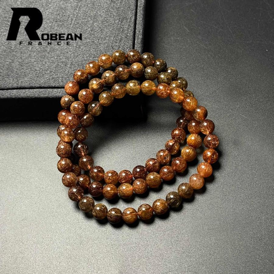 逸品 EU製 ★ROBEAN・レッド銅髪ルチルクォーツ★3本巻きブレス パワーストーン 天然石 綺麗 金運 お守り プレゼント2 6.5-6.7mm M1025853_3