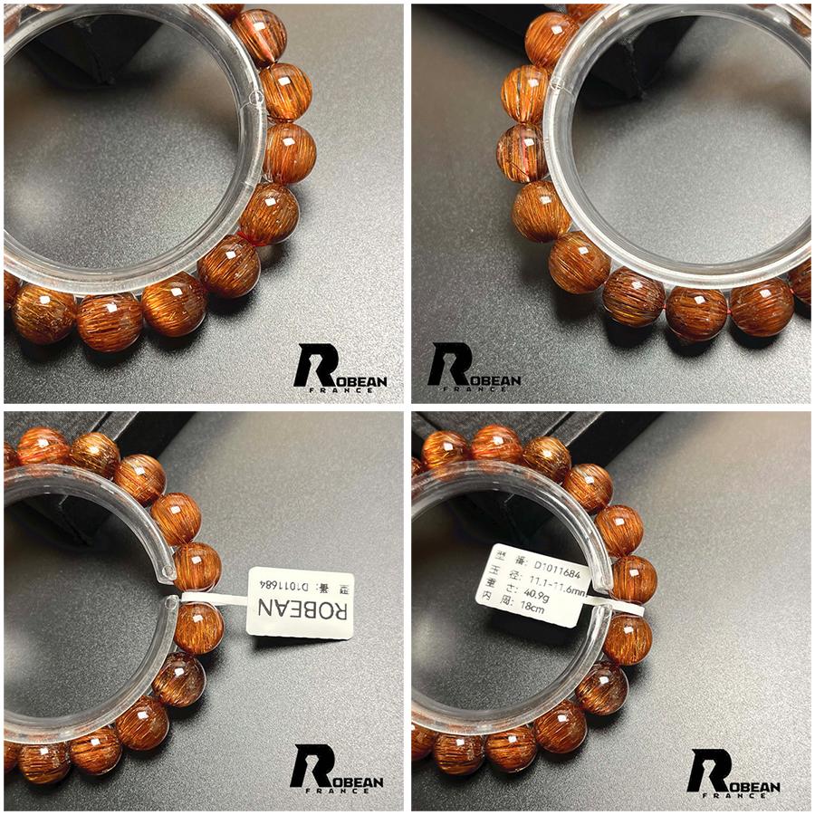 夢色 EU製 ★ROBEAN・猫目レッド銅髪ルチルクォーツ★ブレスレット パワーストーン 天然石 金運 お守り プレゼント アクセサリー レディース メンズの画像