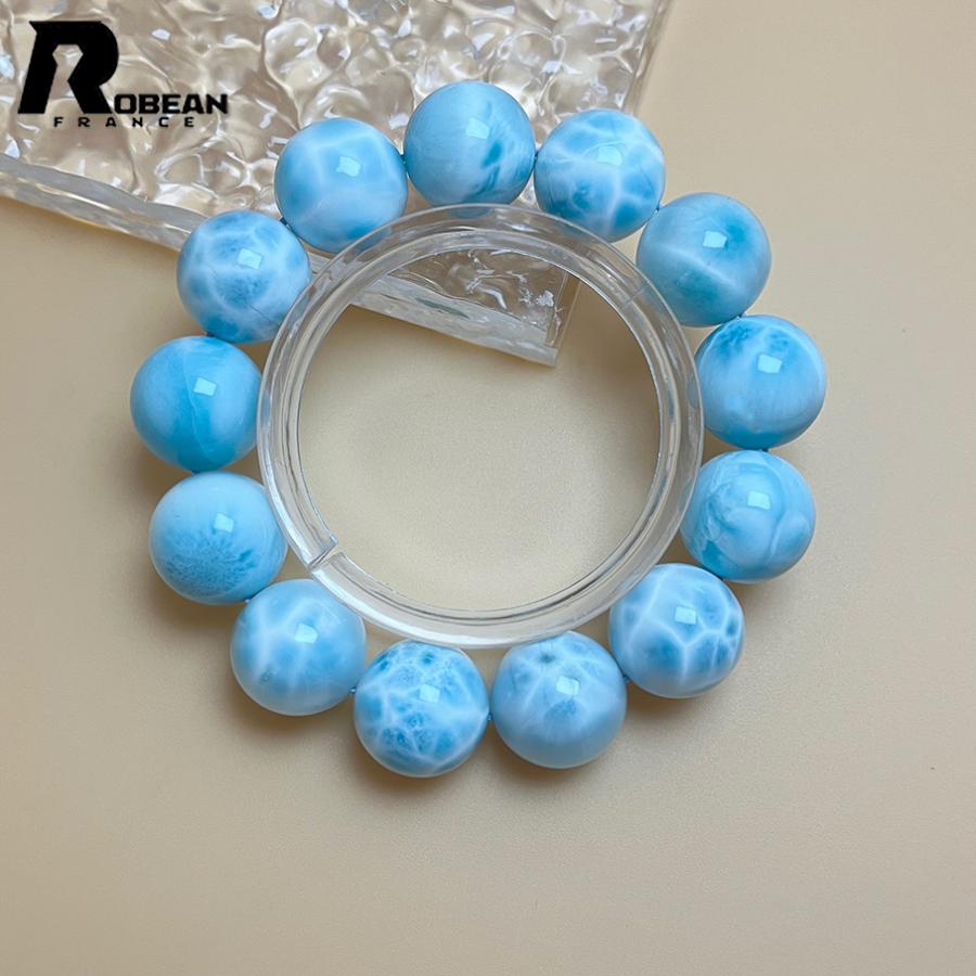 上級 EU製★ROBEAN・ドミニカ共和国産のラリマー★パワーストーン ブレスレット 天然石 開運 金運 綺麗 16.8-17mm D0308499の画像