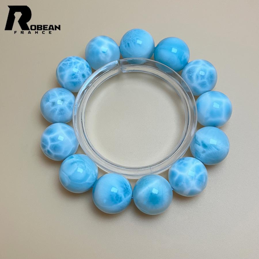 上級 EU製★ROBEAN・ドミニカ共和国産のラリマー★パワーストーン ブレスレット 天然石 開運 金運 綺麗 16.8-17mm D0308499の画像