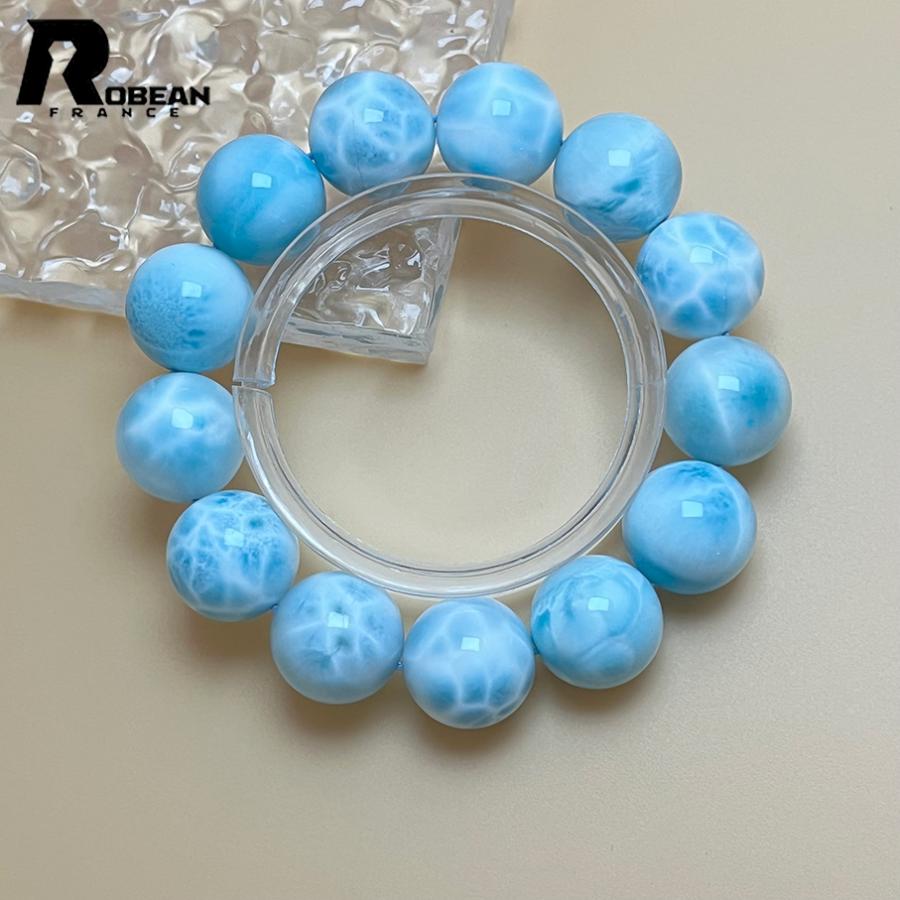 上級 EU製★ROBEAN・ドミニカ共和国産のラリマー★パワーストーン ブレスレット 天然石 開運 金運 綺麗 16.8-17mm D0308499の画像
