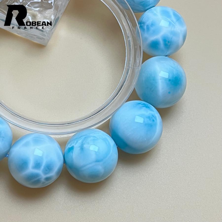 上級 EU製★ROBEAN・ドミニカ共和国産のラリマー★パワーストーン ブレスレット 天然石 開運 金運 綺麗 16.8-17mm D0308499の画像