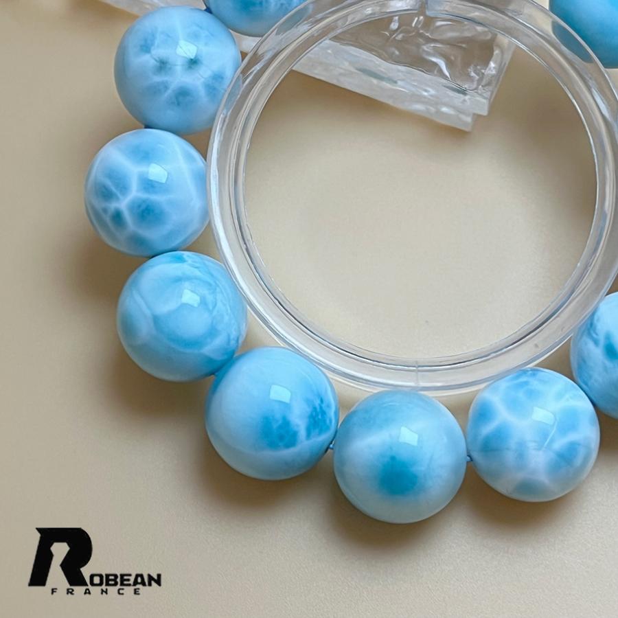 上級 EU製★ROBEAN・ドミニカ共和国産のラリマー★パワーストーン ブレスレット 天然石 開運 金運 綺麗 16.8-17mm D0308499の画像