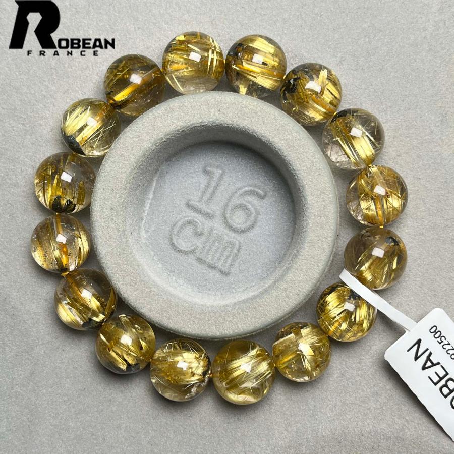 希少EU製★ROBEAN・太陽花タイチンルチル★黄金針水晶 金運 開運 ゴールド ブレスレット パワーストーン 11.8-12.7mm D0922500の画像