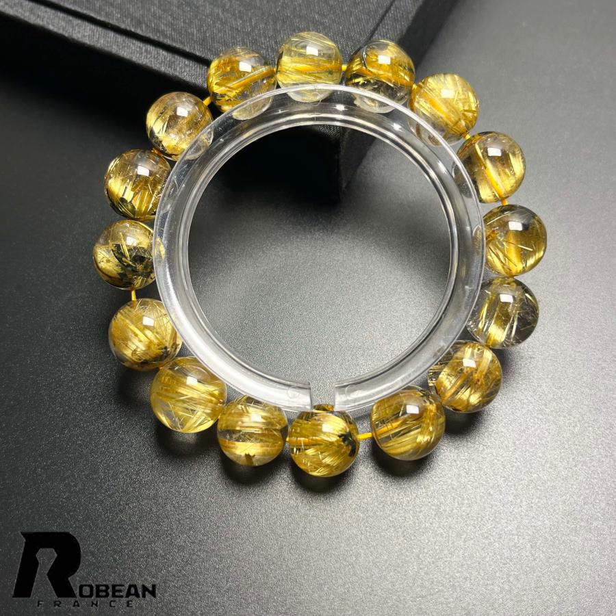 希少EU製★ROBEAN・太陽花タイチンルチル★黄金針水晶 金運 開運 ゴールド ブレスレット パワーストーン 11.8-12.7mm D0922500の画像