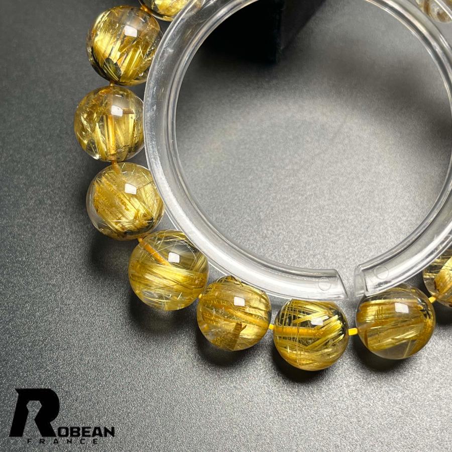 希少EU製★ROBEAN・太陽花タイチンルチル★黄金針水晶 金運 開運 ゴールド ブレスレット パワーストーン 11.8-12.7mm D0922500の画像