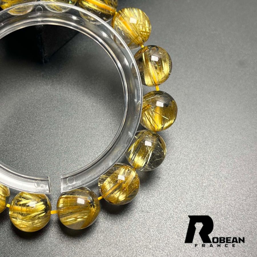 希少EU製★ROBEAN・太陽花タイチンルチル★黄金針水晶 金運 開運 ゴールド ブレスレット パワーストーン 11.8-12.7mm D0922500の画像