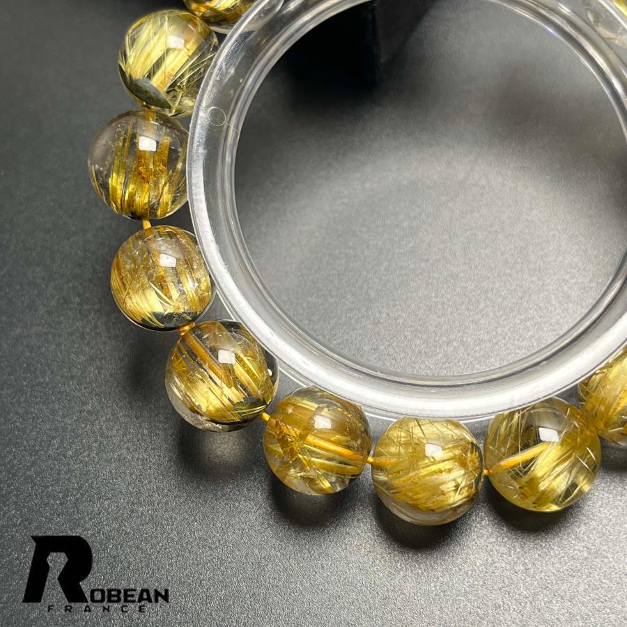 希少EU製★ROBEAN・太陽花タイチンルチル★黄金針水晶 金運 開運 ゴールド ブレスレット パワーストーン 11.8-12.7mm D0922500の画像