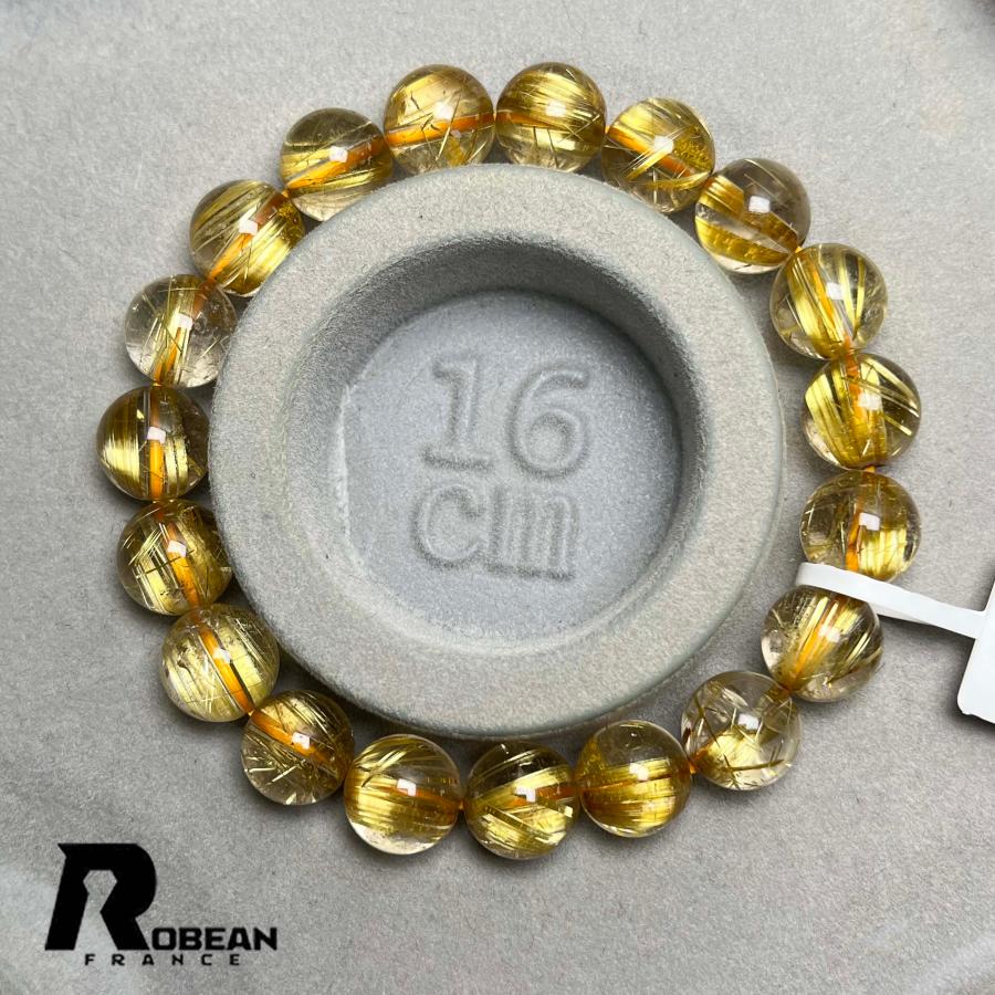 夢色 EU製★ROBEAN・極!極満針ルチルクォーツ★ ブレスレット パワーストーン 天然石 金運 お守り 9.8-10.3mm D0922506の画像