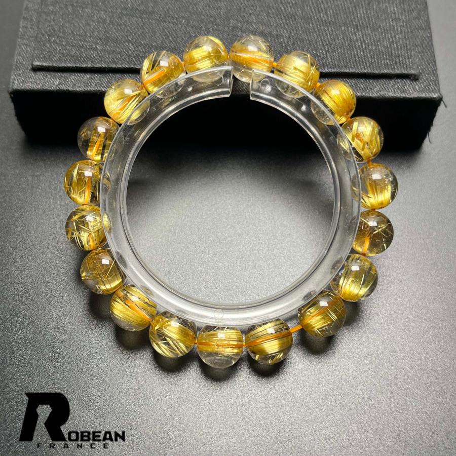 夢色 EU製★ROBEAN・極!極満針ルチルクォーツ★ ブレスレット パワーストーン 天然石 金運 お守り 9.8-10.3mm D0922506の画像