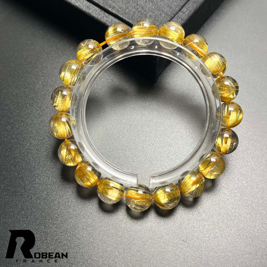 夢色 EU製★ROBEAN・極!極満針ルチルクォーツ★ ブレスレット パワーストーン 天然石 金運 お守り 9.8-10.3mm D0922506の画像