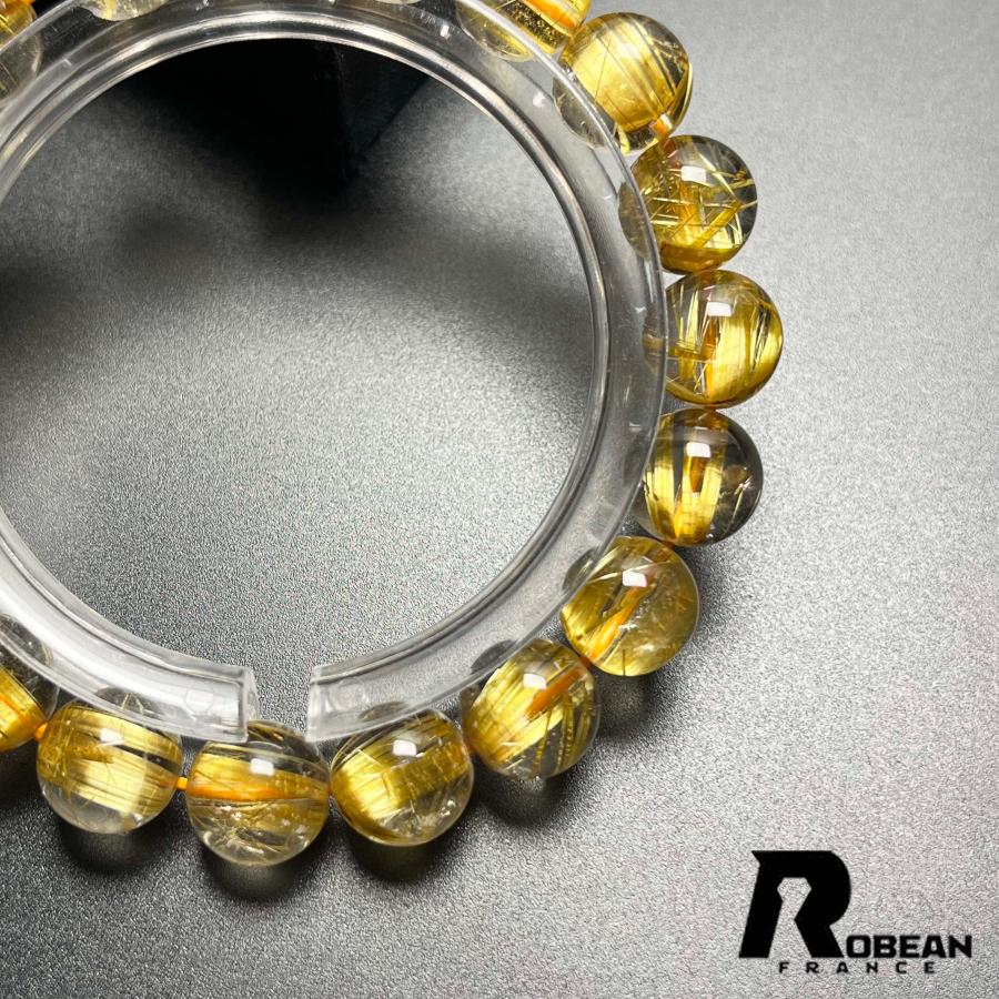 夢色 EU製★ROBEAN・極!極満針ルチルクォーツ★ ブレスレット パワーストーン 天然石 金運 お守り 9.8-10.3mm D0922506の画像