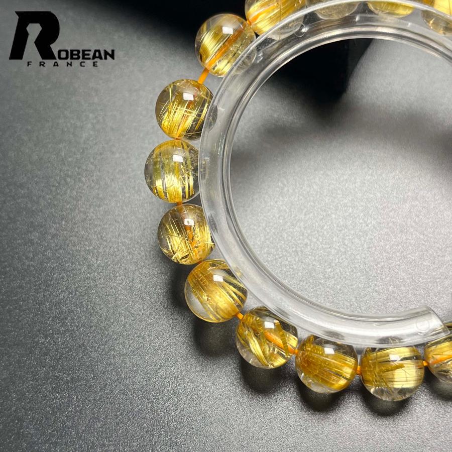 夢色 EU製★ROBEAN・極!極満針ルチルクォーツ★ ブレスレット パワーストーン 天然石 金運 お守り 9.8-10.3mm D0922506の画像