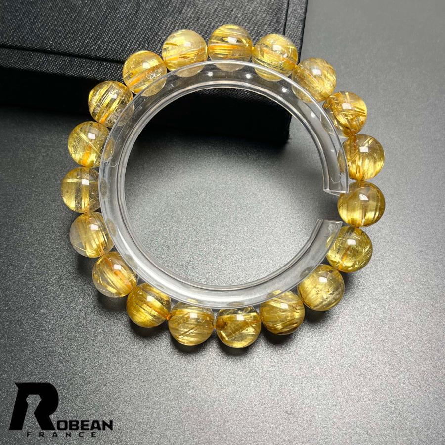 絶賛 EU製★ROBEAN・極!極満針ルチルクォーツ★ブレスレット パワーストーン 天然石 金運 お守り 10.3-10.8mm D0922511の画像