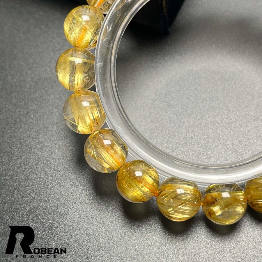 絶賛 EU製★ROBEAN・極!極満針ルチルクォーツ★ブレスレット パワーストーン 天然石 金運 お守り 10.3-10.8mm D0922511の画像
