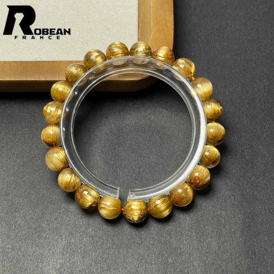 逸品 EU製★ROBEAN・極!極満針ルチルクォーツ★ ブレスレット パワーストーン 天然石 金運 お守り 8.9-9.3mm D0922515の画像