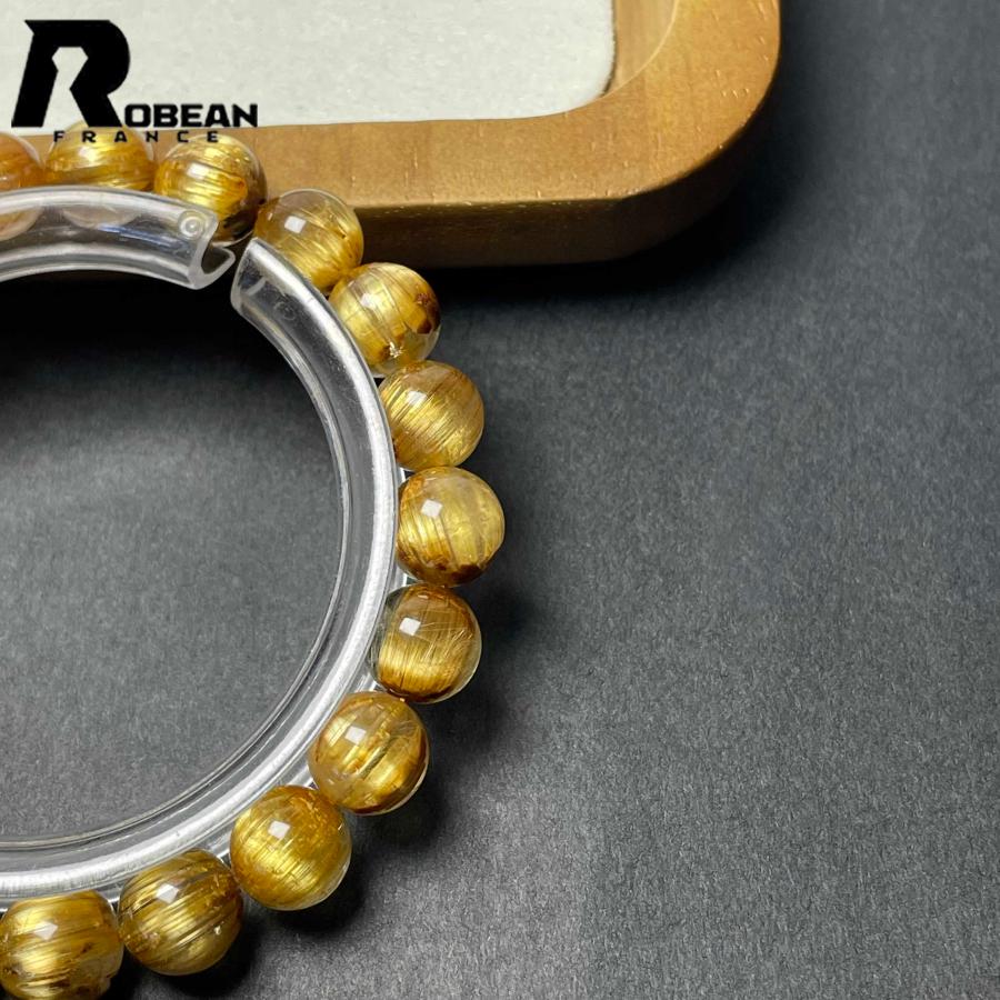 逸品 EU製★ROBEAN・極!極満針ルチルクォーツ★ ブレスレット パワーストーン 天然石 金運 お守り 8.9-9.3mm D0922515の画像