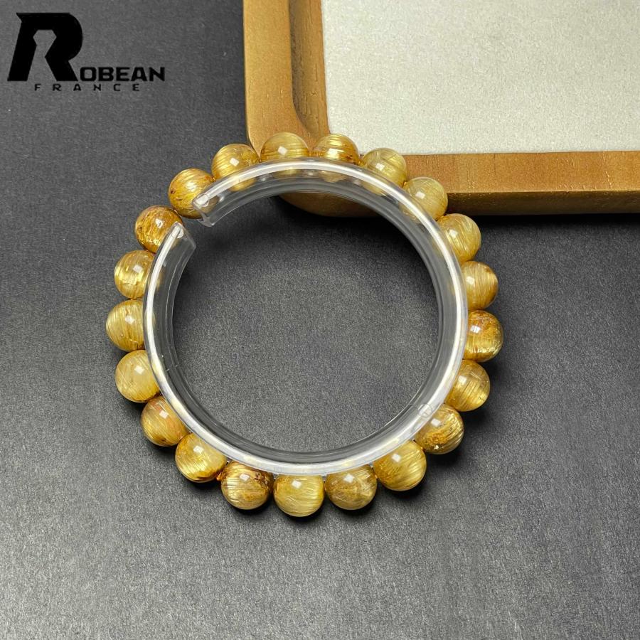 夢色 EU製★ROBEAN・極!極満針ルチルクォーツ★ ブレスレット パワーストーン 天然石 金運 お守り 9.4-9.8mm D0922519の画像