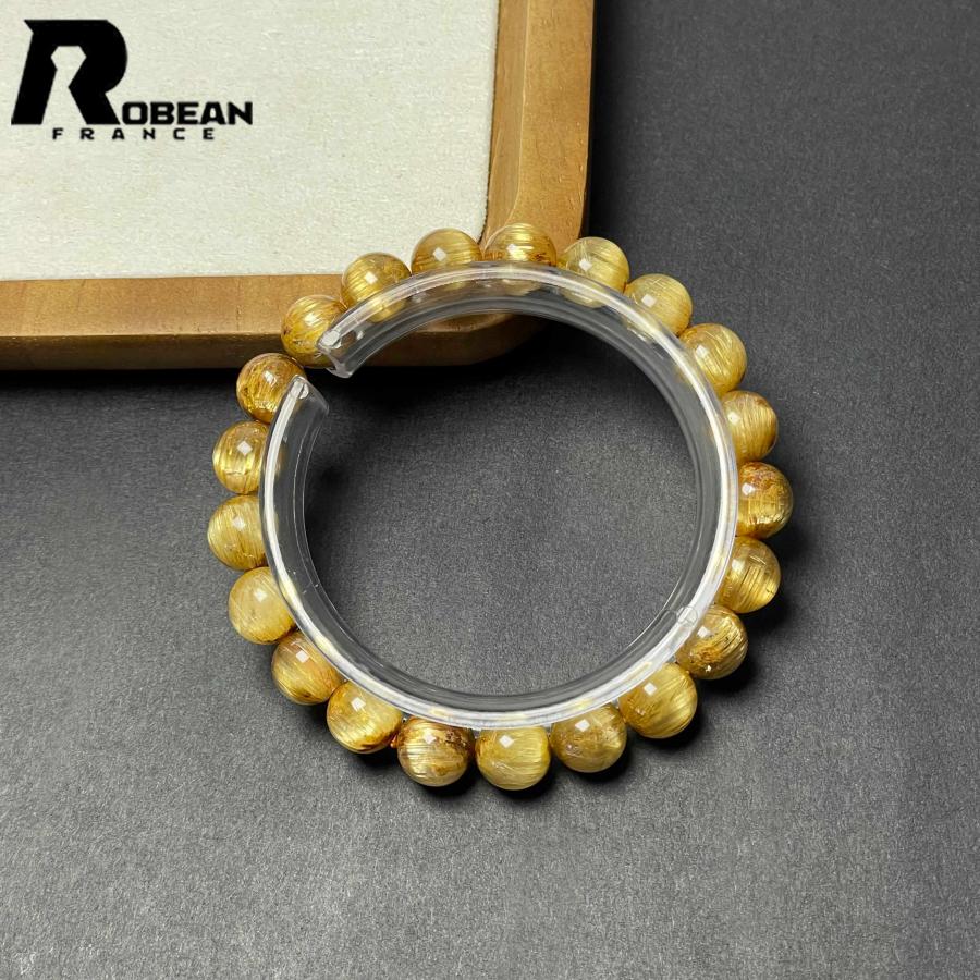 夢色 EU製★ROBEAN・極!極満針ルチルクォーツ★ ブレスレット パワーストーン 天然石 金運 お守り 9.4-9.8mm D0922519の画像