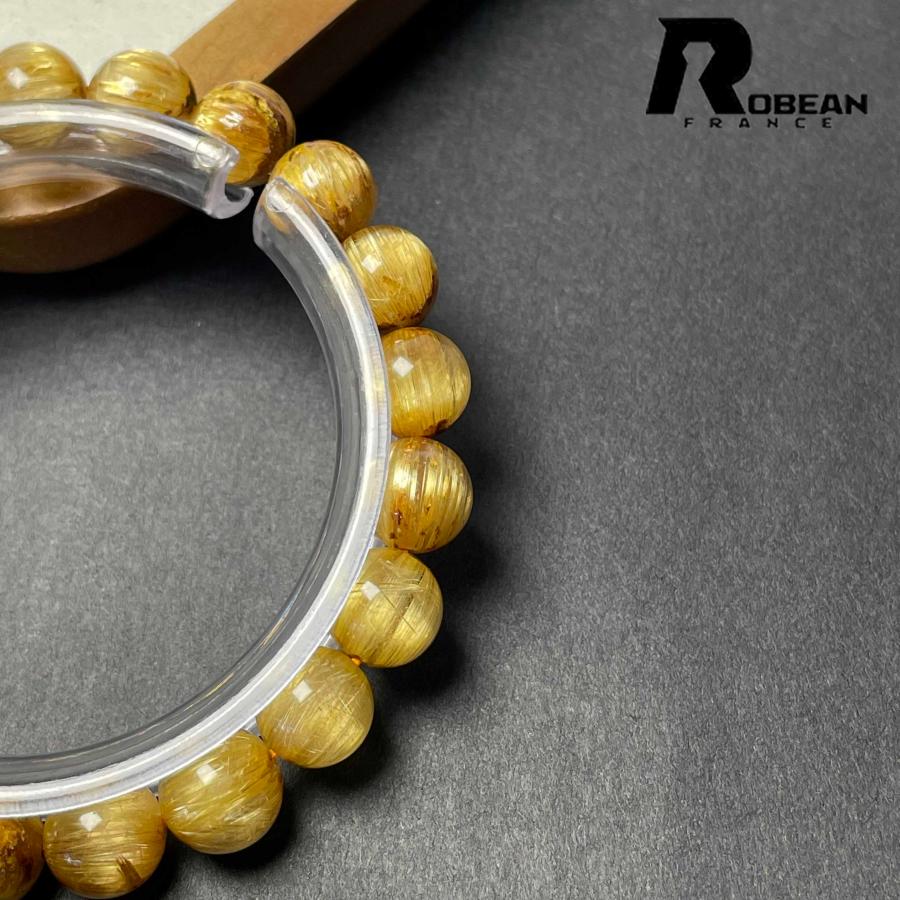 夢色 EU製★ROBEAN・極!極満針ルチルクォーツ★ ブレスレット パワーストーン 天然石 金運 お守り 9.4-9.8mm D0922519の画像