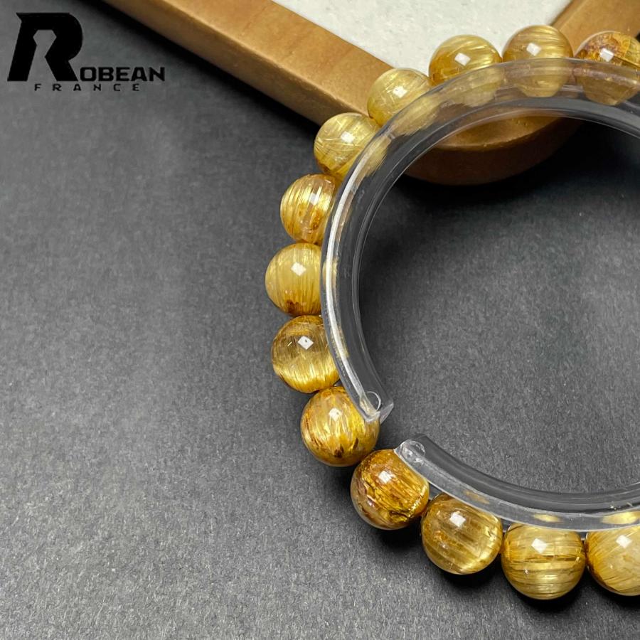 夢色 EU製★ROBEAN・極!極満針ルチルクォーツ★ ブレスレット パワーストーン 天然石 金運 お守り 9.4-9.8mm D0922519の画像