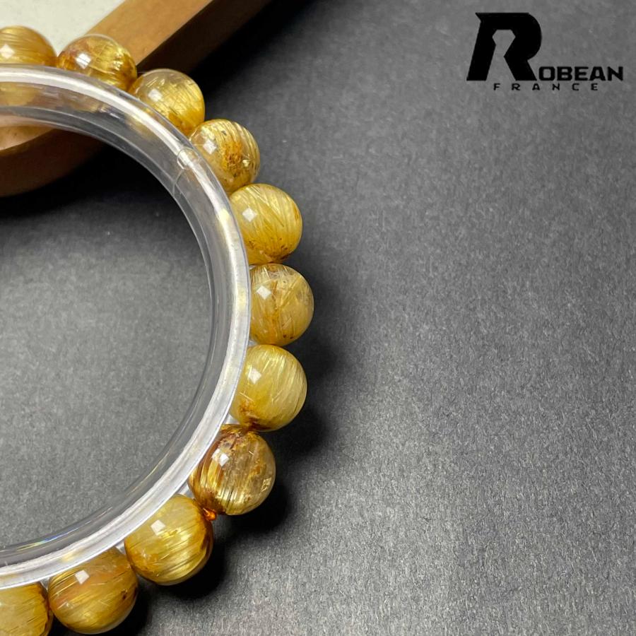 夢色 EU製★ROBEAN・極!極満針ルチルクォーツ★ ブレスレット パワーストーン 天然石 金運 お守り 9.4-9.8mm D0922519の画像