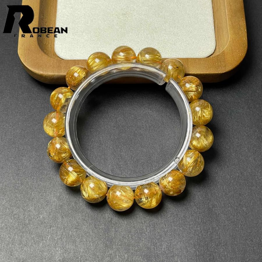 貴重 EU製★ROBEAN・極!極満針ルチルクォーツ★ブレスレット パワーストーン 天然石 綺麗 金運 お守り 12.2-12.7mm D0922521の画像