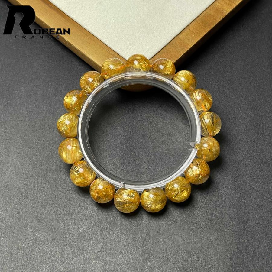 貴重 EU製★ROBEAN・極!極満針ルチルクォーツ★ブレスレット パワーストーン 天然石 綺麗 金運 お守り 12.2-12.7mm D0922521の画像