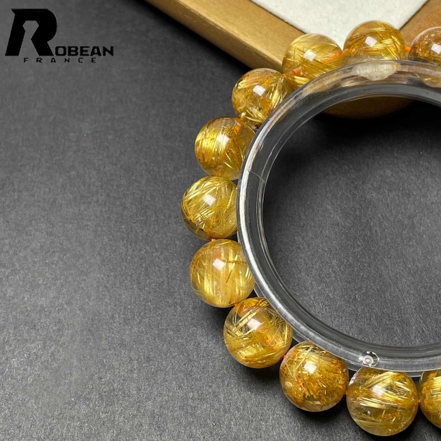 貴重 EU製★ROBEAN・極!極満針ルチルクォーツ★ブレスレット パワーストーン 天然石 綺麗 金運 お守り 12.2-12.7mm D0922521の画像