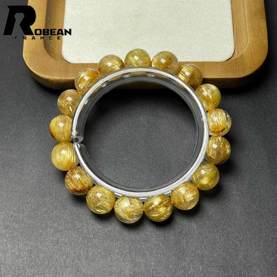 希少 EU製★ROBEAN・極!極満針ルチルクォーツ★ブレスレット パワーストーン 天然石 綺麗 金運 お守り 12.4-12.8mm D0922523の画像