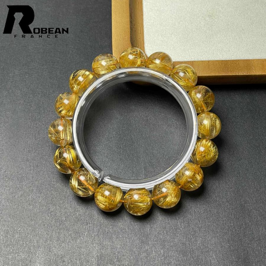 上級 EU製★ROBEAN・極!極満針ルチルクォーツ★ブレスレット パワーストーン 天然石 金運 お守り 13.4-13.8mm D0922524の画像