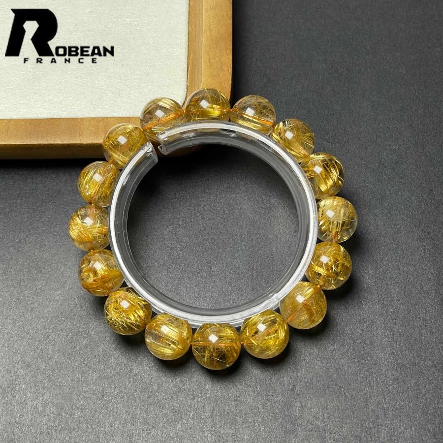 上級 EU製★ROBEAN・極!極満針ルチルクォーツ★ブレスレット パワーストーン 天然石 金運 お守り 13.4-13.8mm D0922524の画像