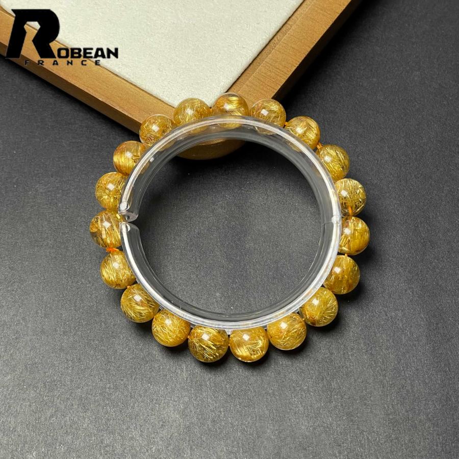 高級 EU製★ROBEAN・極!極満針ルチルクォーツ★ブレスレット パワーストーン 天然石 金運 お守り 10.4-10.8mm D0922526の画像