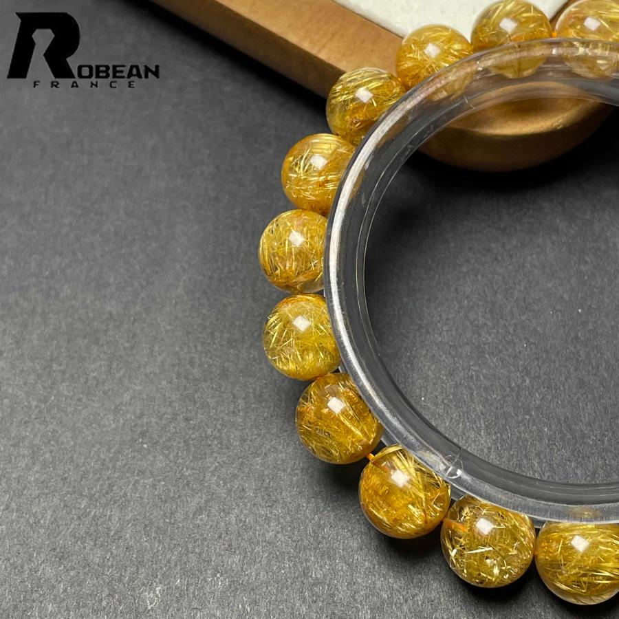高級 EU製★ROBEAN・極!極満針ルチルクォーツ★ブレスレット パワーストーン 天然石 金運 お守り 10.4-10.8mm D0922526の画像