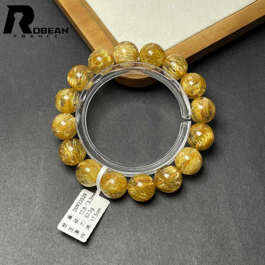 綺麗 EU製★ROBEAN・極!極満針ルチルクォーツ★ブレスレット パワーストーン 天然石 金運 お守り 12.8-13.3mm D0922528の画像
