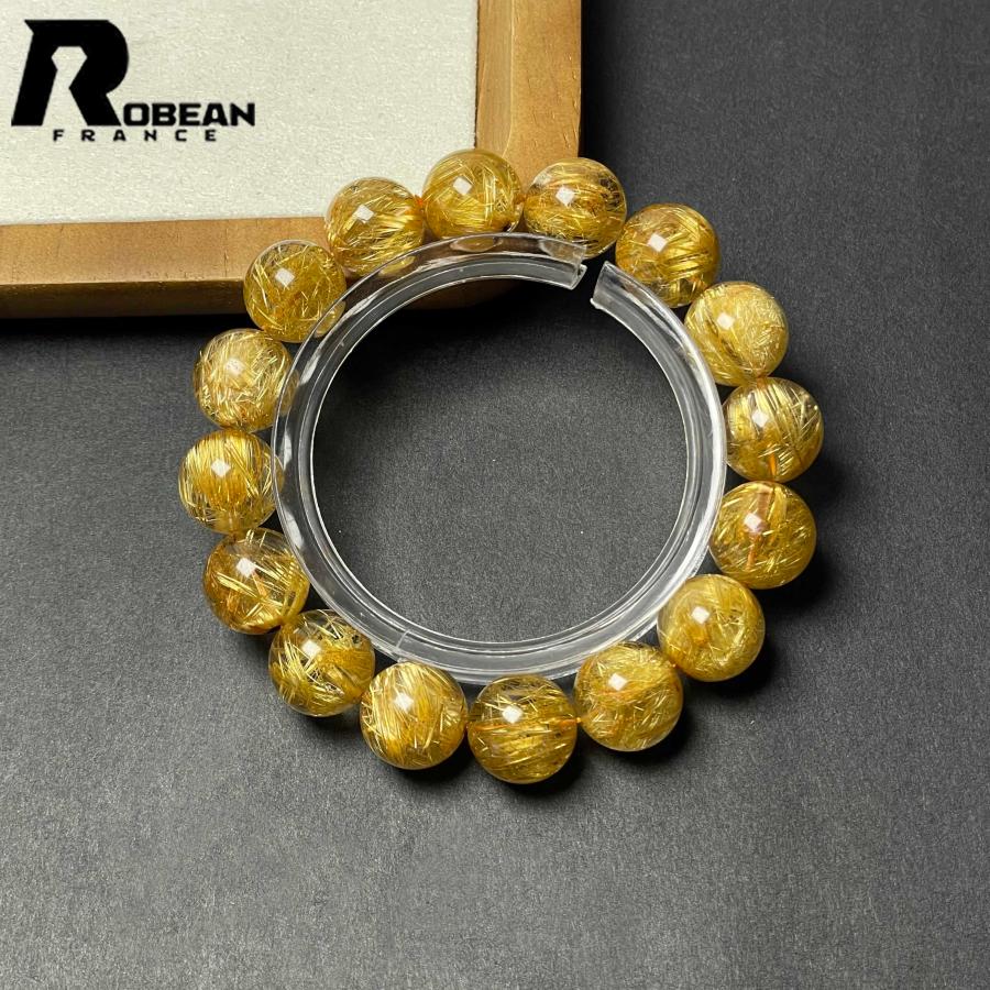 綺麗 EU製★ROBEAN・極!極満針ルチルクォーツ★ブレスレット パワーストーン 天然石 金運 お守り 12.8-13.3mm D0922528の画像