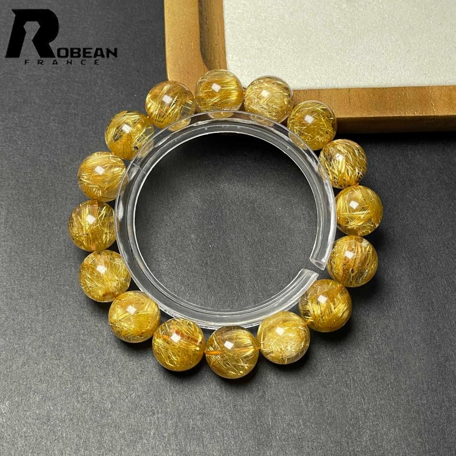 綺麗 EU製★ROBEAN・極!極満針ルチルクォーツ★ブレスレット パワーストーン 天然石 金運 お守り 12.8-13.3mm D0922528の画像