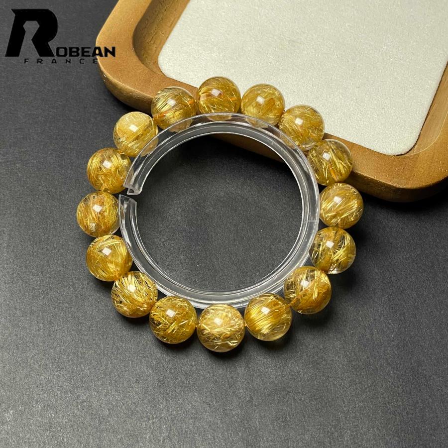 綺麗 EU製★ROBEAN・極!極満針ルチルクォーツ★ブレスレット パワーストーン 天然石 金運 お守り 12.8-13.3mm D0922528の画像