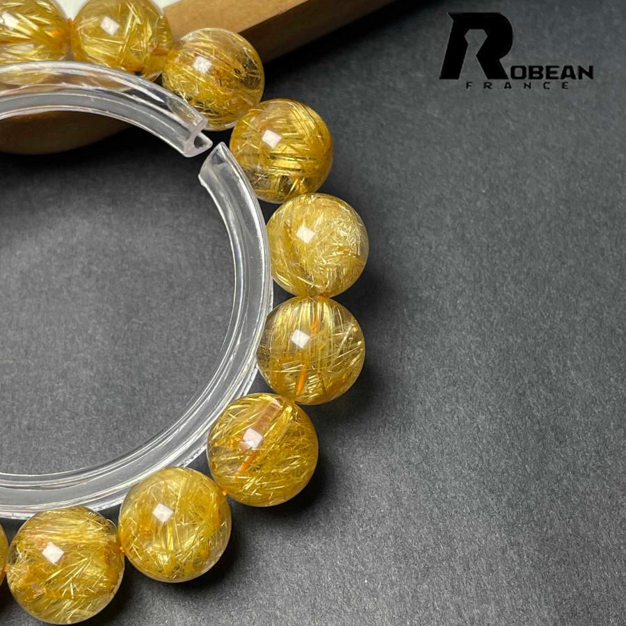綺麗 EU製★ROBEAN・極!極満針ルチルクォーツ★ブレスレット パワーストーン 天然石 金運 お守り 12.8-13.3mm D0922528の画像